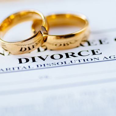 broken golden wedding rings divorce decree document